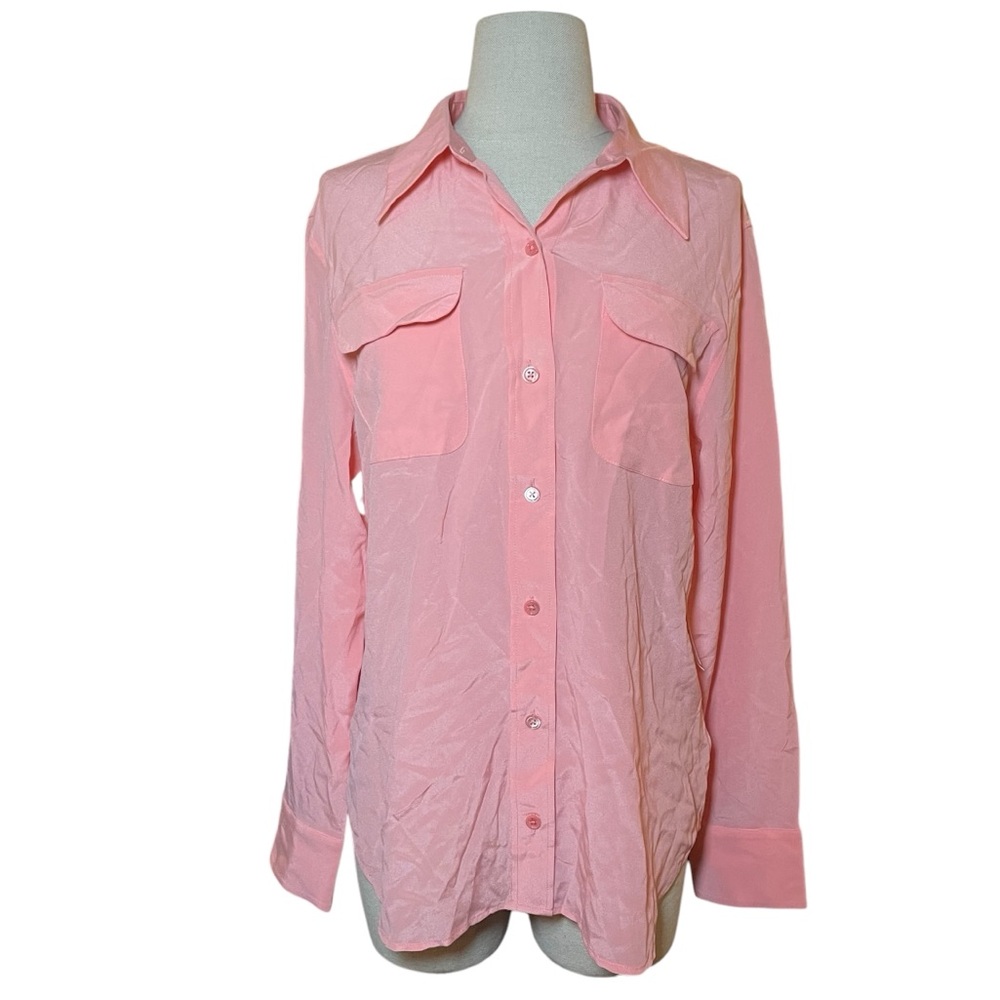 Equipment Pink Button-Front Silk Blouse